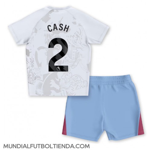 Camiseta Aston Villa Matty Cash #2 Segunda Equipación Replica 2023-24 para niños mangas cortas (+ Pantalones cortos)